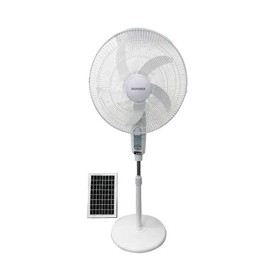 Ventilateur rechargeable 16 pouces, panneaux solaires, 2 ampoules led , télécommande